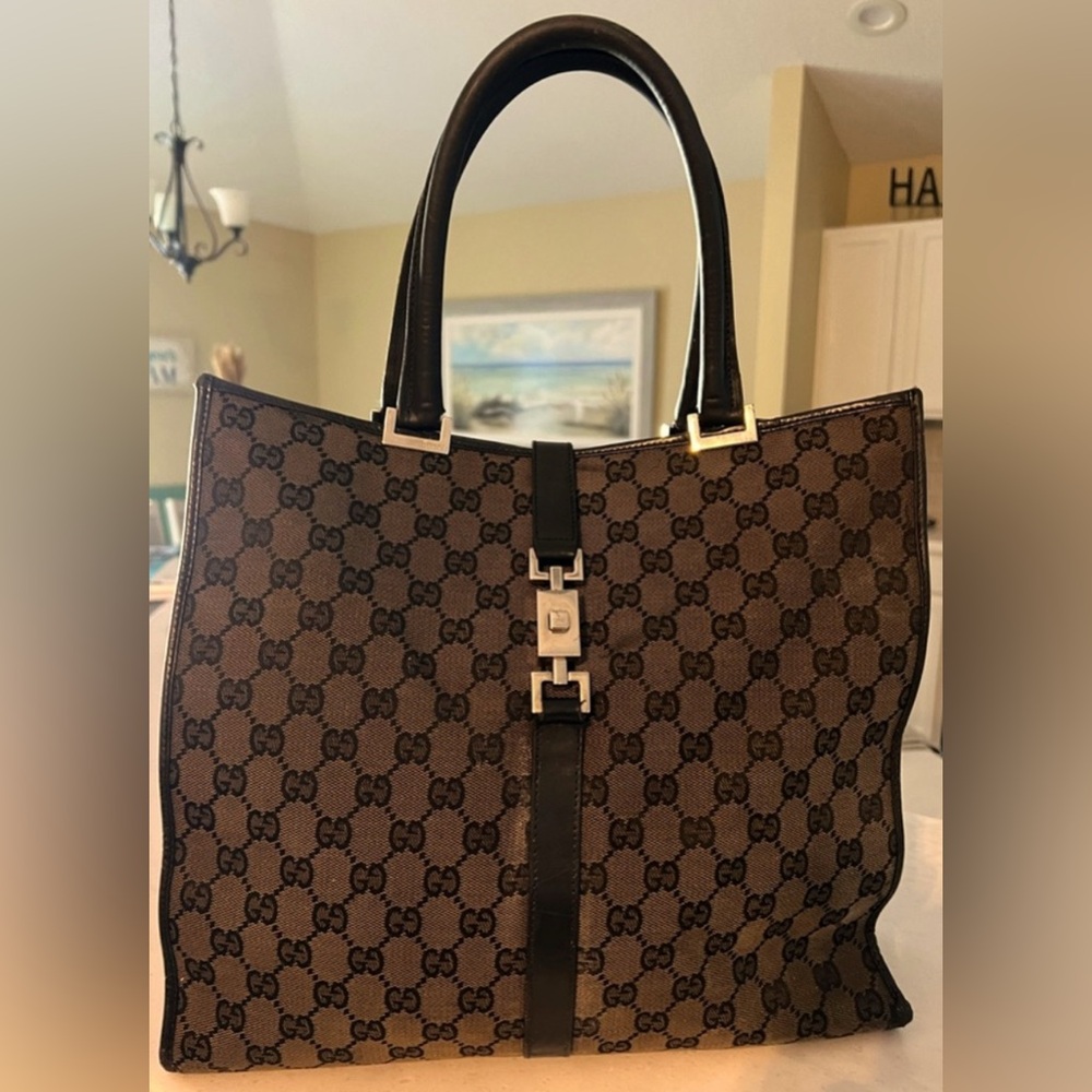 Gucci Black and Brown Monogram Handbag